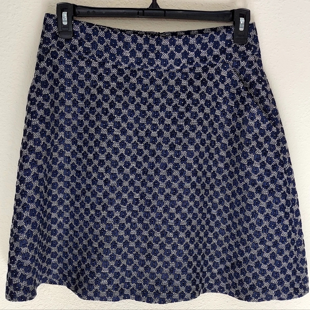 Ann Taylor Navy and White A-Line Skirt